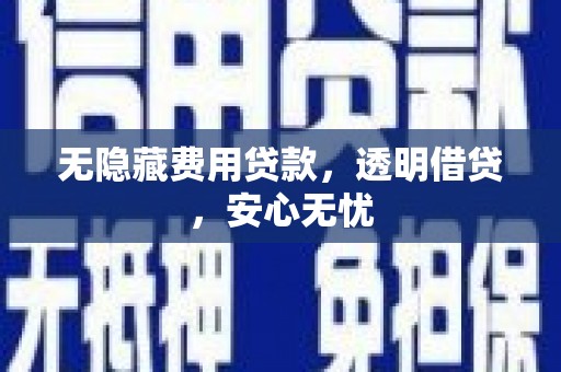 雾峰无隐藏费用贷款，透明借贷，安心无忧