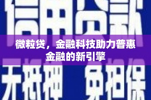 雾峰微粒贷，金融科技助力普惠金融的新引擎
