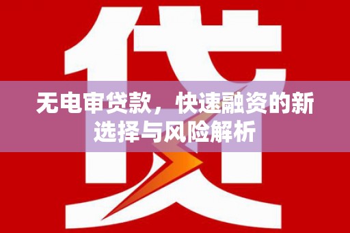 雾峰无电审贷款，快速融资的新选择与风险解析