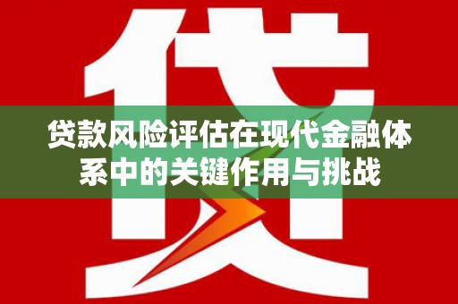 雾峰贷款风险评估在现代金融体系中的关键作用与挑战