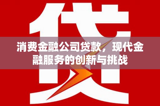 雾峰消费金融公司贷款，现代金融服务的创新与挑战
