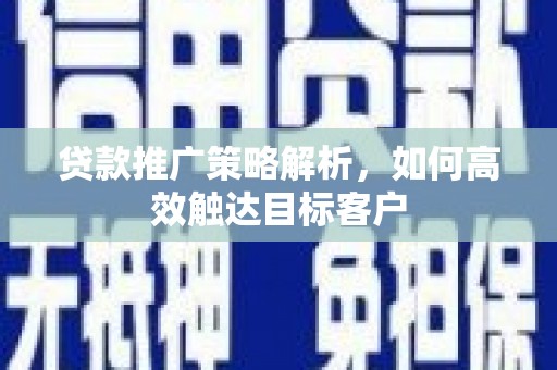 雾峰贷款推广策略解析，如何高效触达目标客户