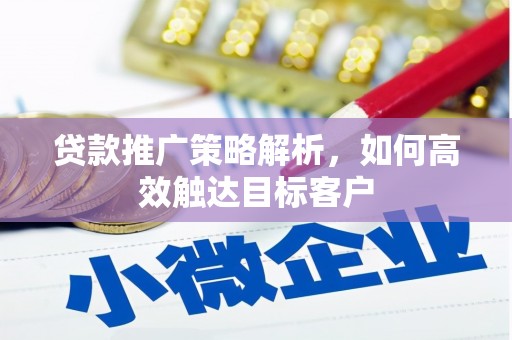雾峰贷款推广策略解析，如何高效触达目标客户