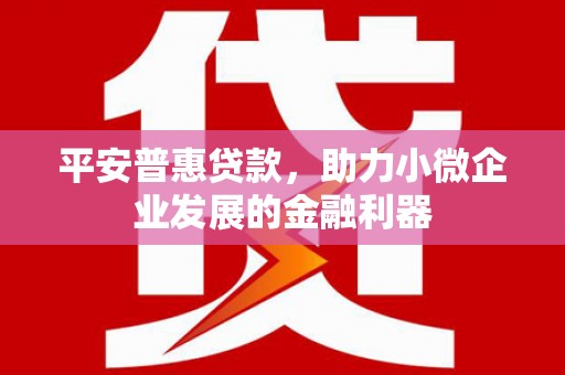雾峰平安普惠贷款，助力小微企业发展的金融利器